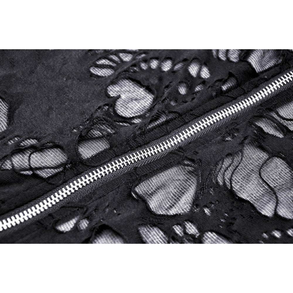 Darkinlove Women's Punk Split Ripped Coat with Hood