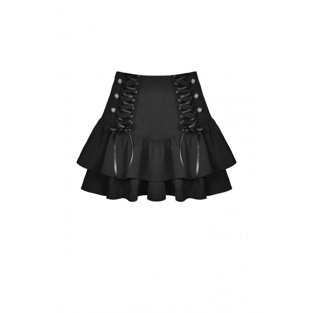 Darkinlove Women's Punk Strappy Layered Skirt