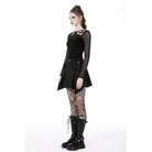 Darkinlove Women's Punk Strappy Mesh Splice Crop Top