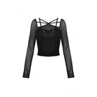 Darkinlove Women's Punk Strappy Mesh Splice Crop Top