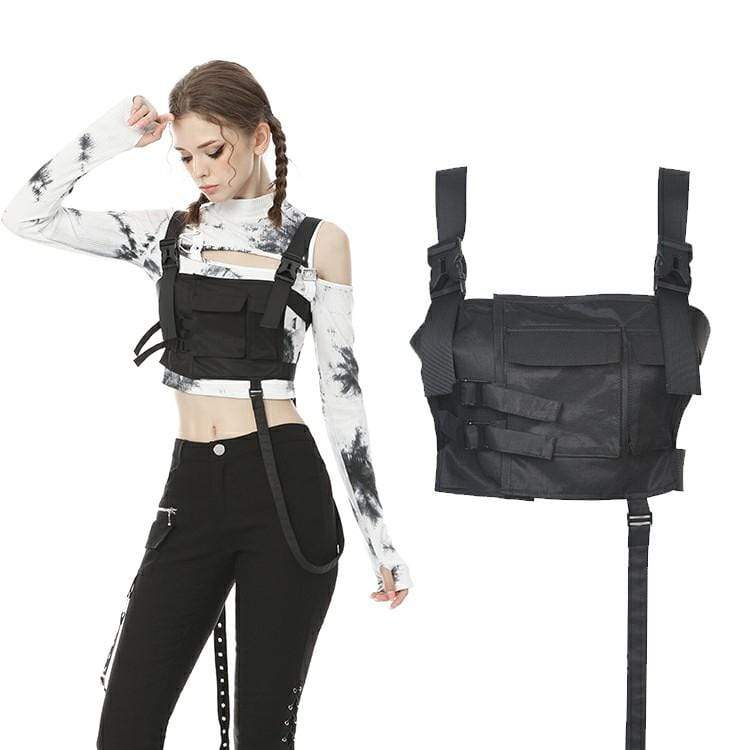 Women's Punk Tooling Style Vests with Straps