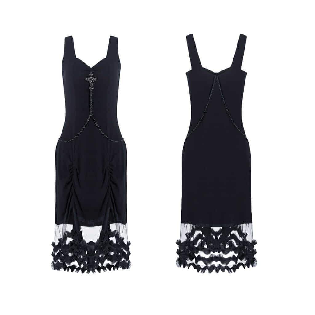 Darkinlove Women's Ruched Front Short Black Dress