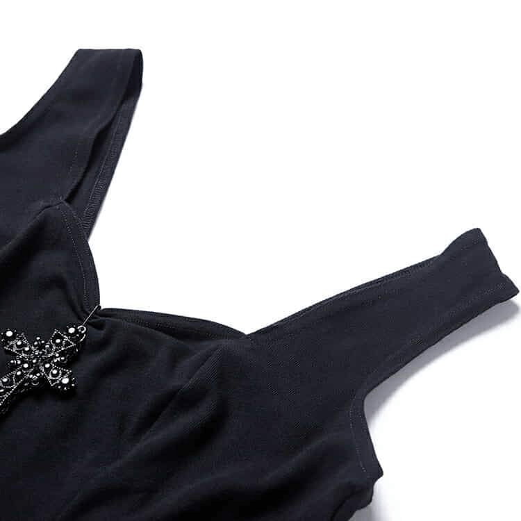 Darkinlove Women's Ruched Front Short Black Dress