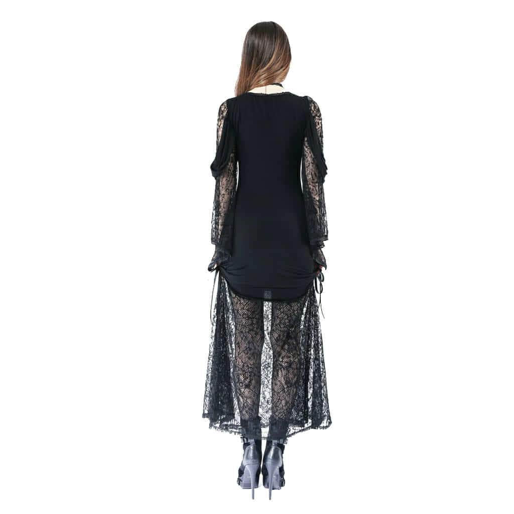 Darkinlove Women's Ruched Lace Goth Dress