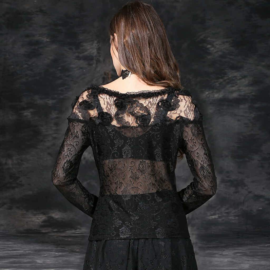 Darkinlove Women's Short Black All Lace Top