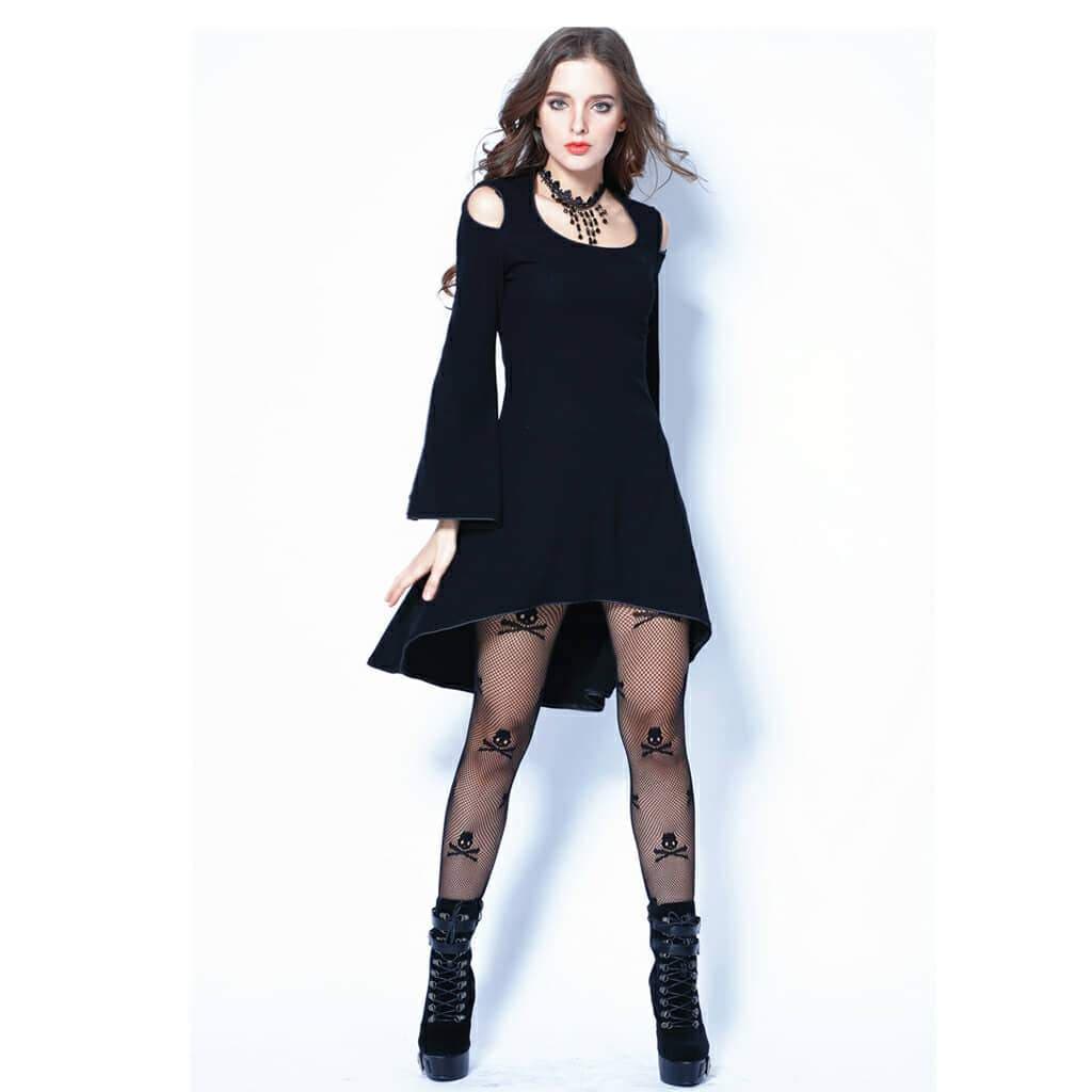 Darkinlove Women's Short Black Cold Shoulder Dress