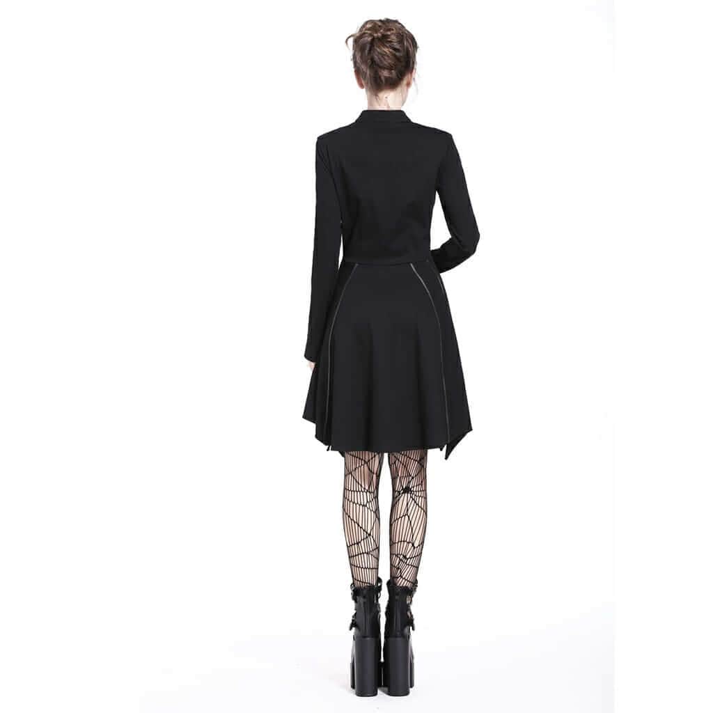 Darkinlove Women's Short Box Pleated Black Goth Dress