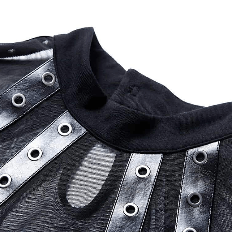 Darkinlove Women's Short Faux Leather Embellished Shift Dress