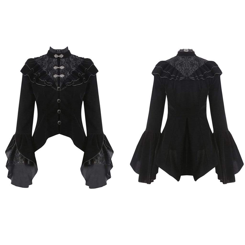 Darkinlove Women's Short Vintage Velour Goth Jacket