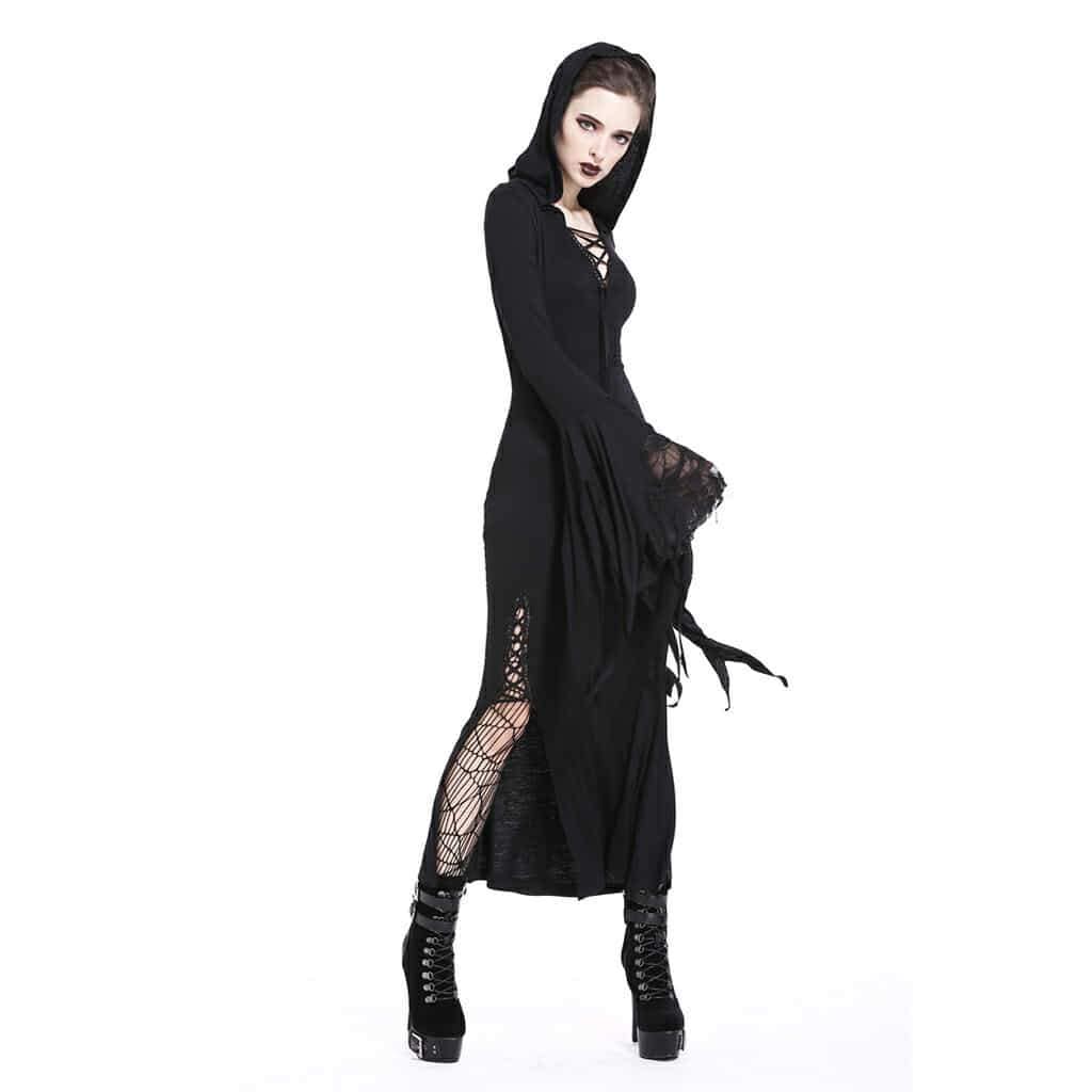 Darkinlove Women's Side Slit Ankle Length Black Dress
