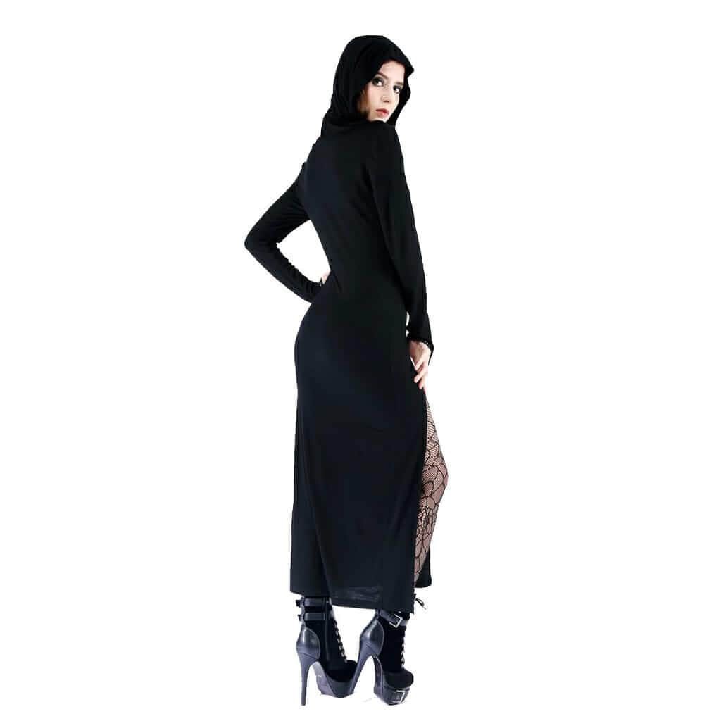 Darkinlove Women's Side Slit Goth Hooded Sheath Dress