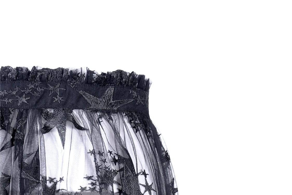 Darkinlove Women's Star Mesh Sheer Decorated Skirts