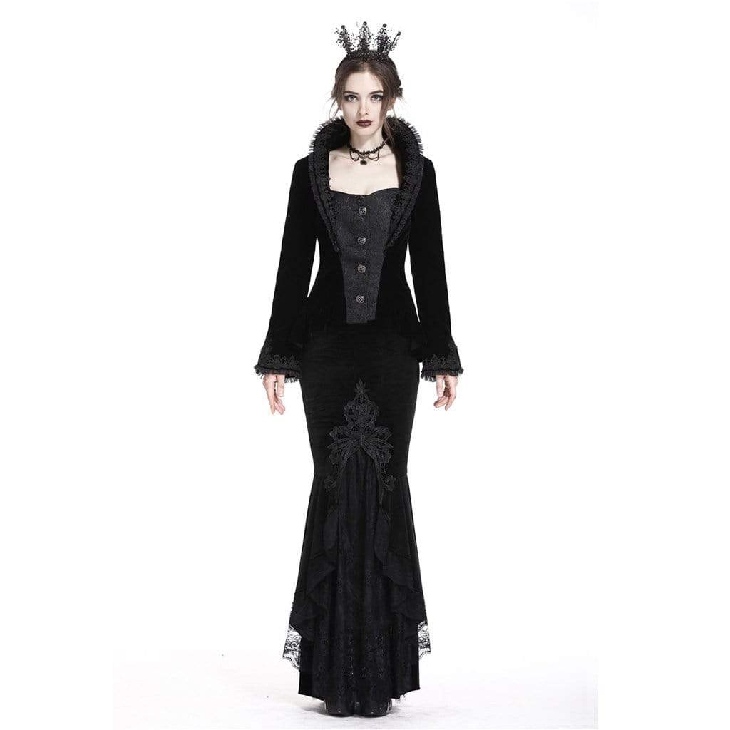 Darkinlove Women's Velour and Lace Goth mermaid Skirt