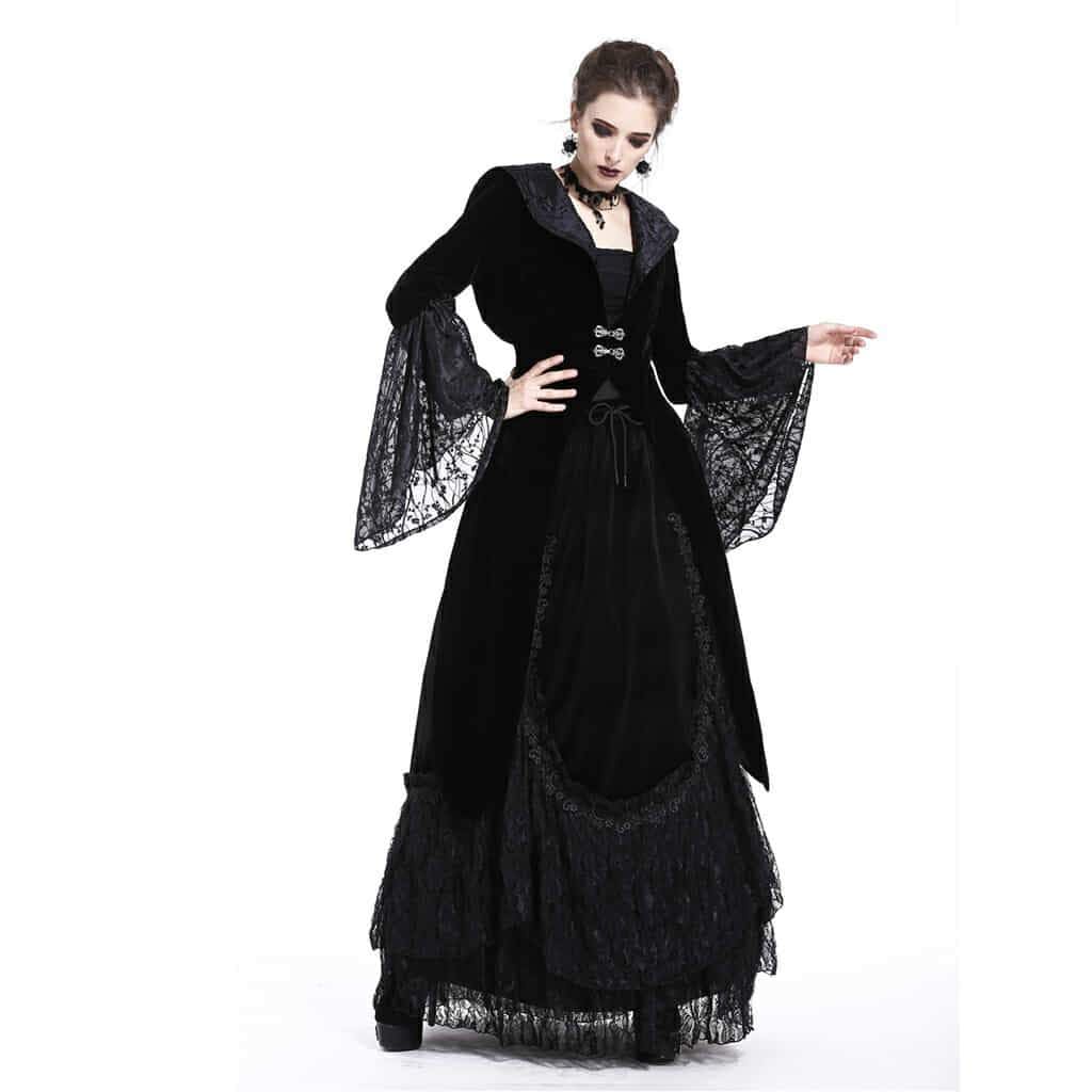 Darkinlove Women's Velour Hooded Goth Coat