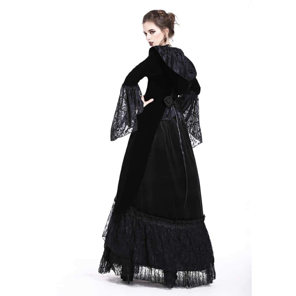 Darkinlove Women's Velour Hooded Goth Coat