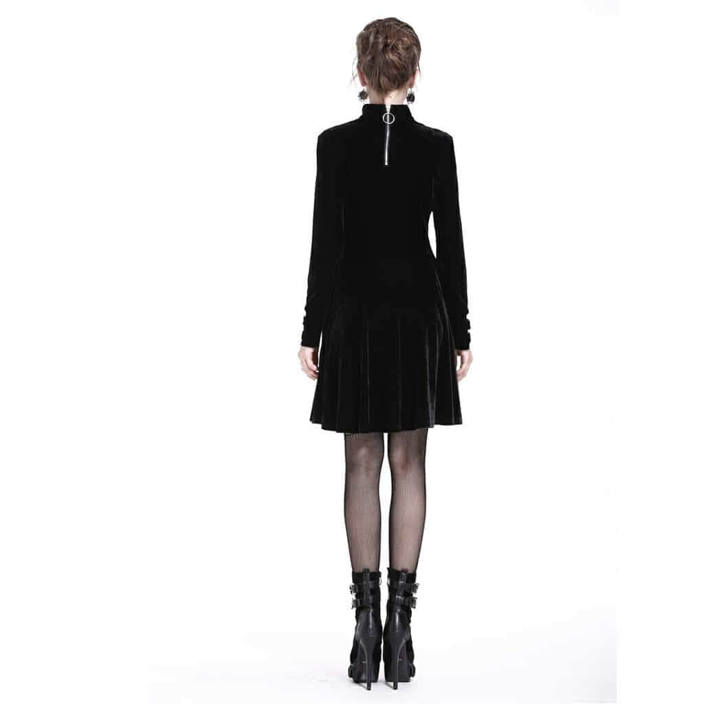 Darkinlove Women's Velour Short Black Dress