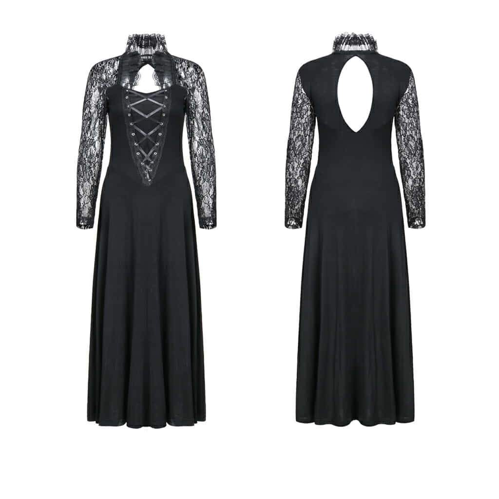Darkinlove Women's Vintage Goth Midi Dress
