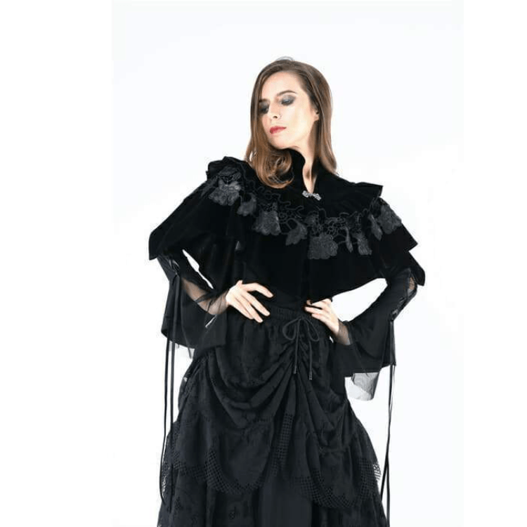 Darkinlove Women's Vintage Goth Velour Cape