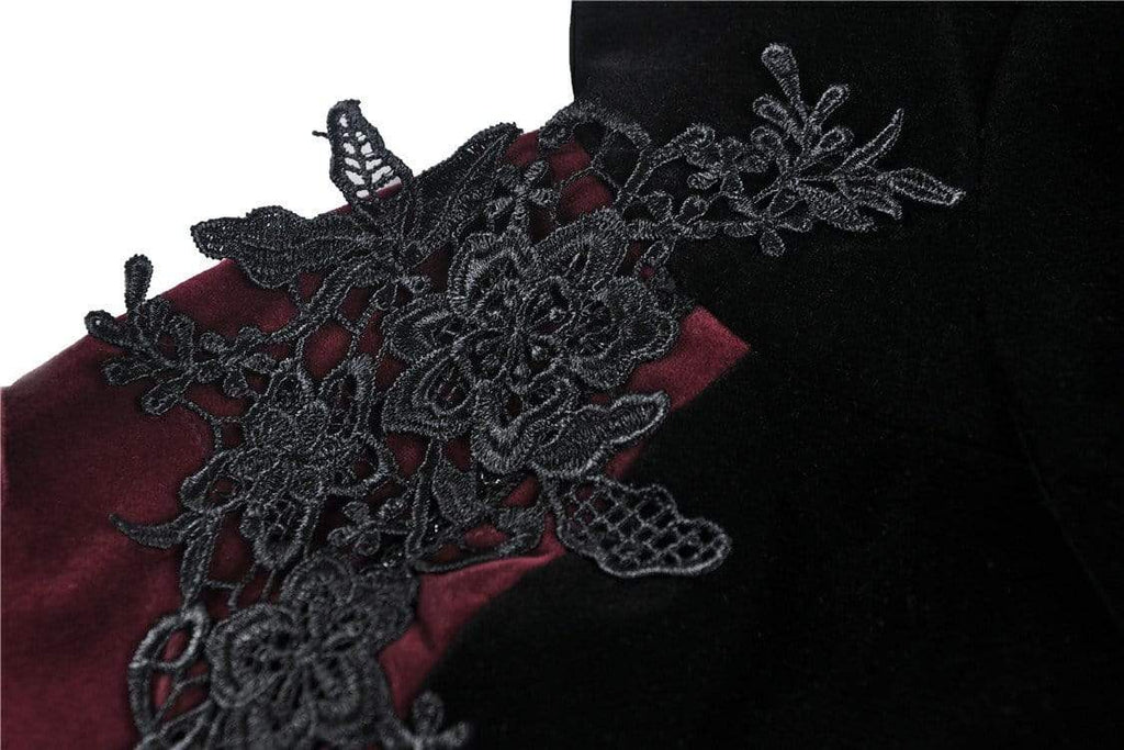 Darkinlove Women's Vintage Gothic Black & Red Flower Jackets