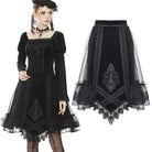Women's Vintage Gothic Mesh Velet Splicing Irregular Hem Skirts