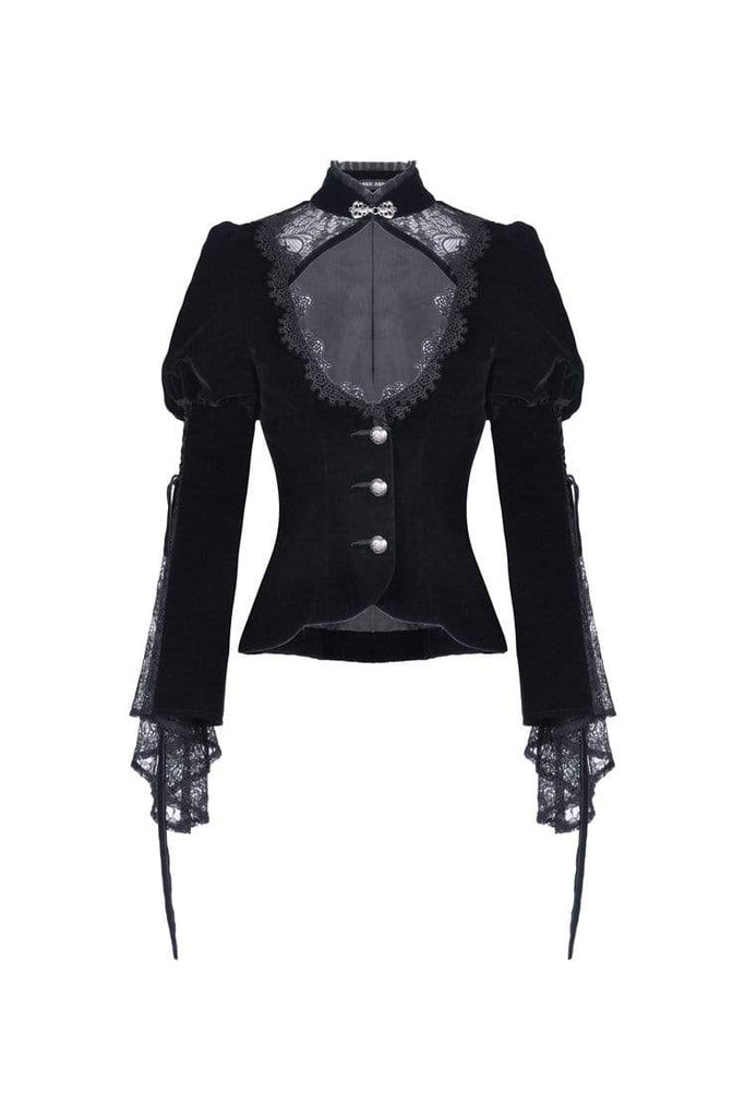 Darkinlove Women's Vintage Stand Collar Christian Cross Lace Elegant Blouses Jackets