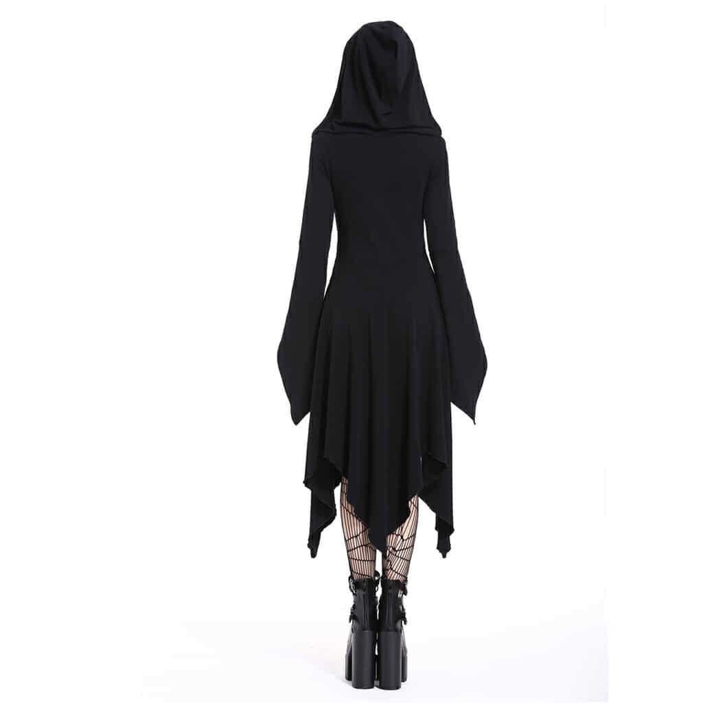 Darkinlove Women's Women's Hooded Long Black Dress