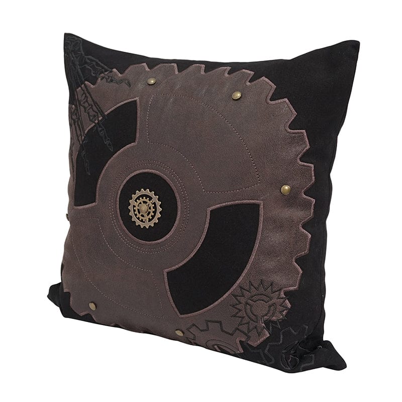 DEVIL FASHION Gothic Gear Embroidered Pillow Case with Pillow Inner
