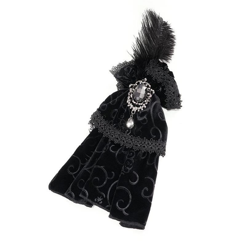 Gothic Jacquard Feather Rhinestone Velet Ties