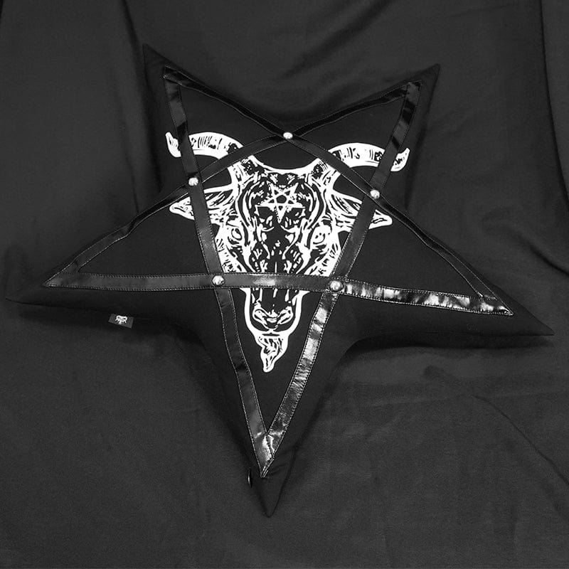 DEVIL FASHION Gothic Sheepshead Printed Pentagram Pillow Case with Pillow Inner