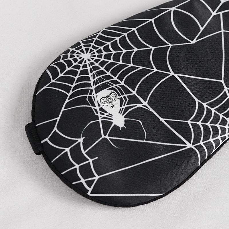 DEVIL FASHION Gothic Spider Web Printed Adjustable Blinder