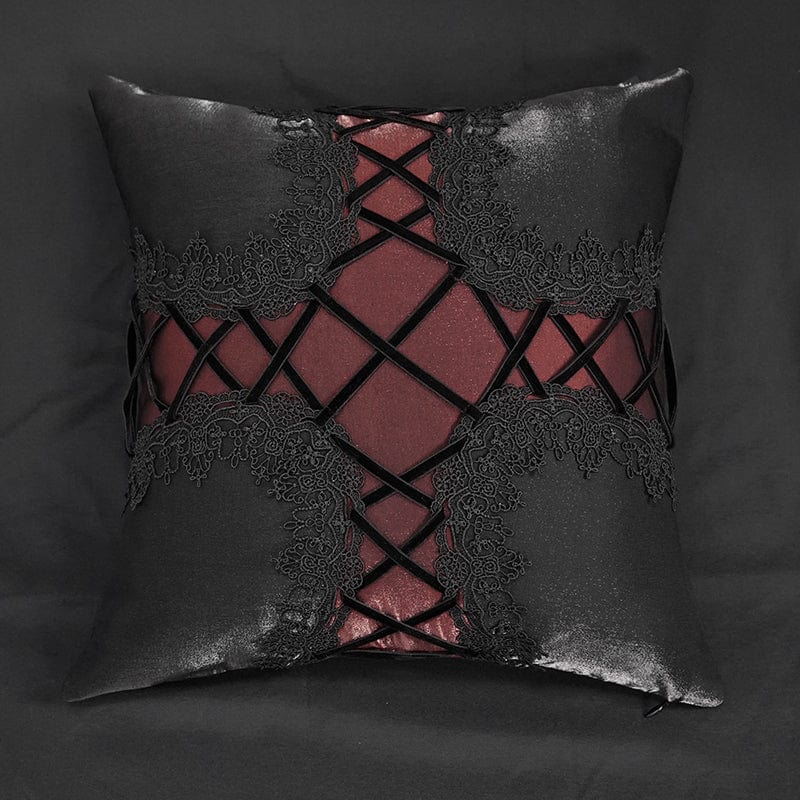 DEVIL FASHION Gothic Strappy Lace Pillow Case Black with Pillow Inner
