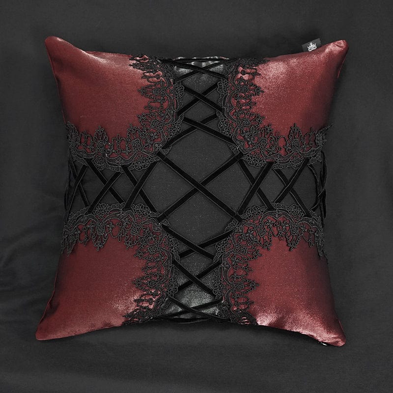 DEVIL FASHION Gothic Strappy Lace Pillow Case Red with Pillow Inner