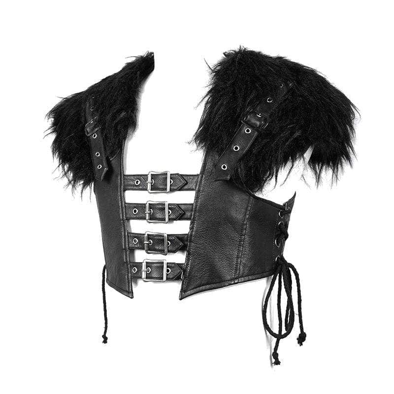 DEVIL FASHION Men's Fluffy Fur Belts Waistcoats