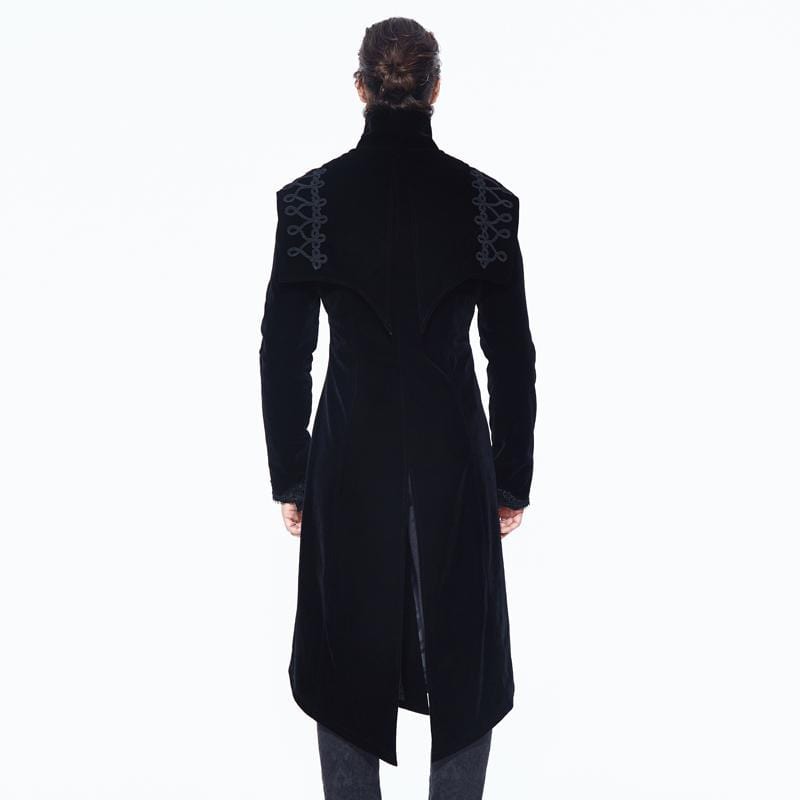 DEVIL FASHION Men's Goth Asymmetric Long Coat