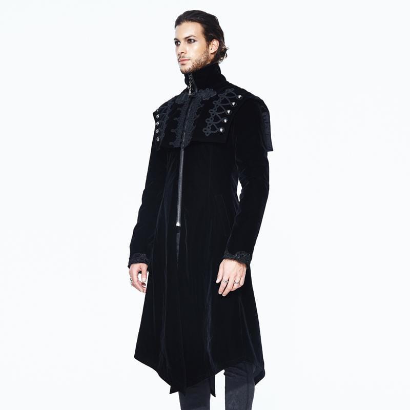 DEVIL FASHION Men's Goth Asymmetric Long Coat