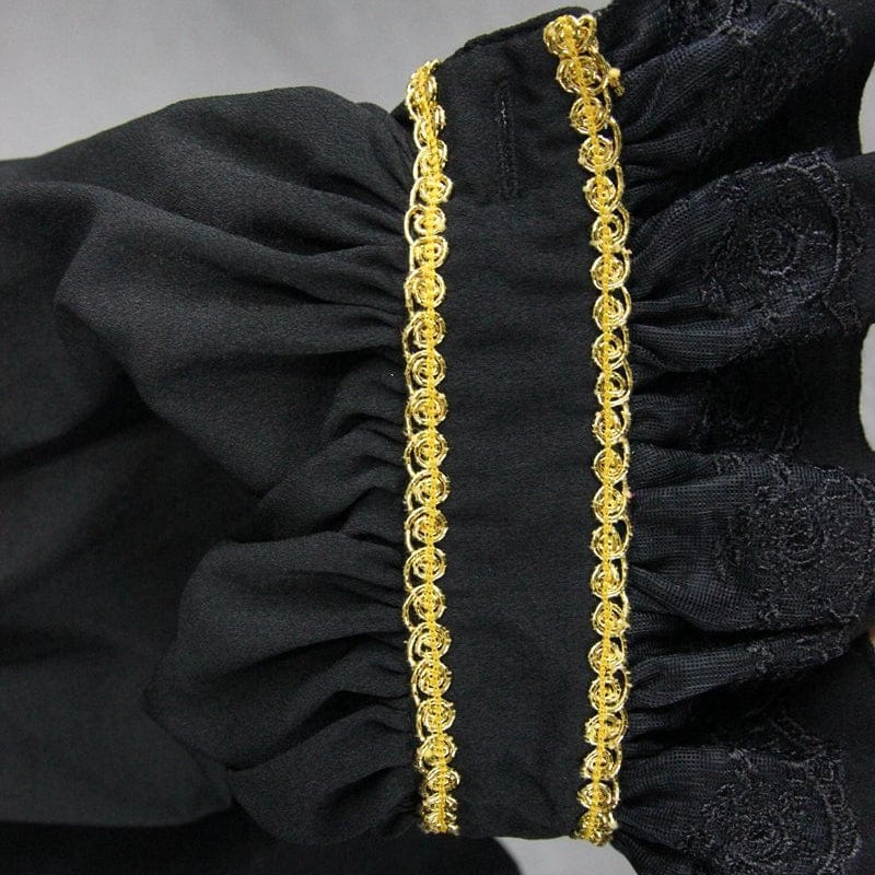 DEVIL FASHION Men's Goth Dress Shirt With Ornamental Jabot