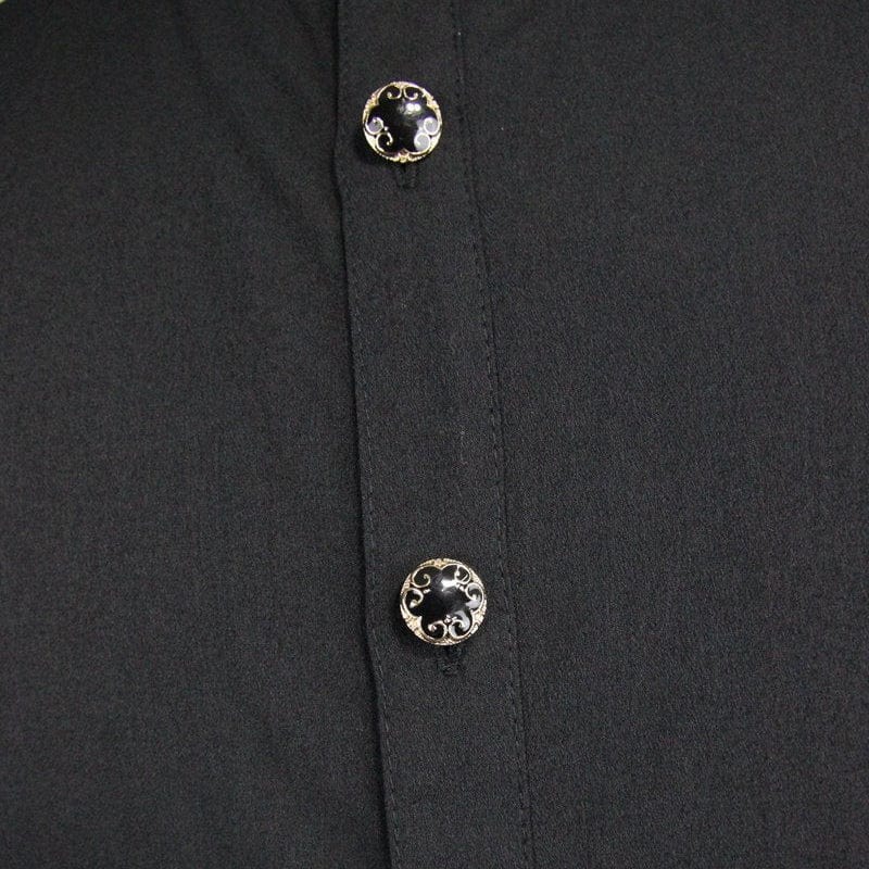 DEVIL FASHION Men's Goth Dress Shirt With Ornamental Jabot