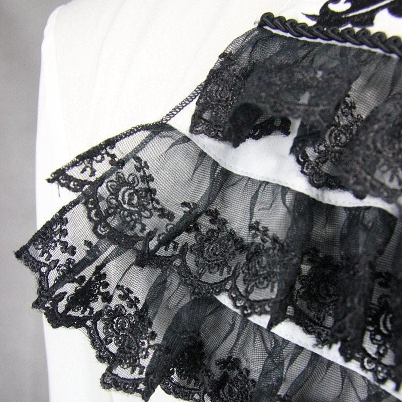 DEVIL FASHION Men's Goth Dress Shirt With Ornamental Jabot