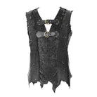 DEVIL FASHION Men's Goth Festival V-neck Ripped Buckle Straps Vests