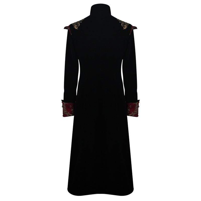 DEVIL FASHION Men's Goth Jacquard Dovetail Overcoat