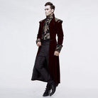 DEVIL FASHION Men's Goth Jacquard Dovetail overcoat Red