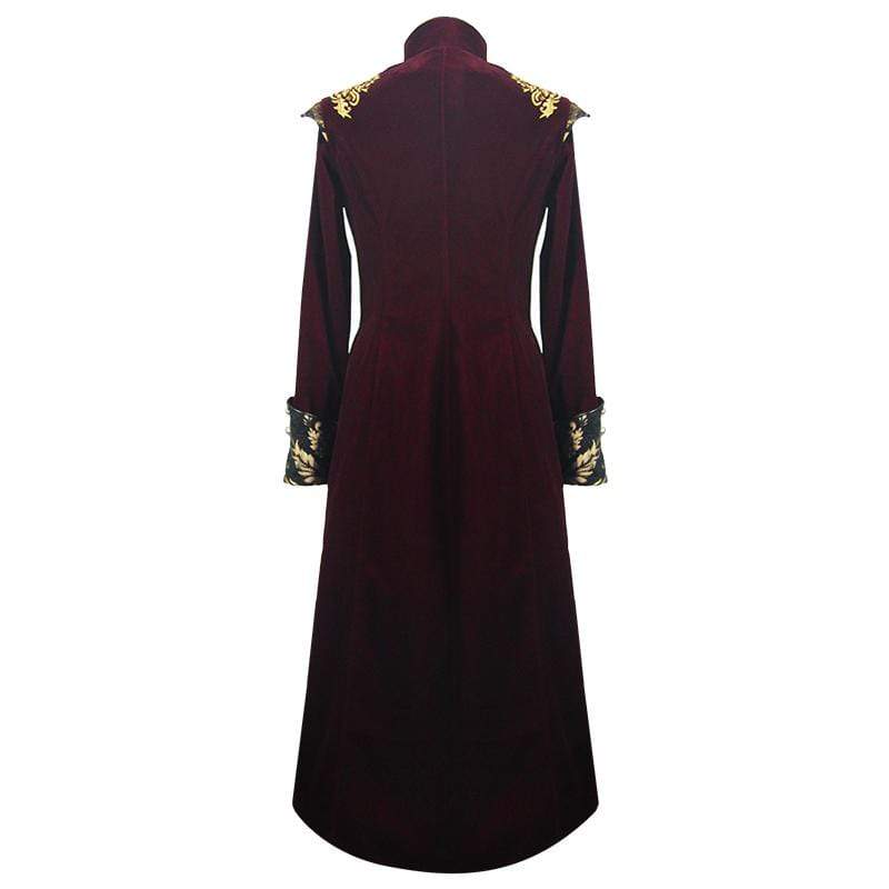 DEVIL FASHION Men's Goth Jacquard Dovetail overcoat Red