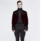 DEVIL FASHION Men's Goth Jacquard Short Dovetail Coat