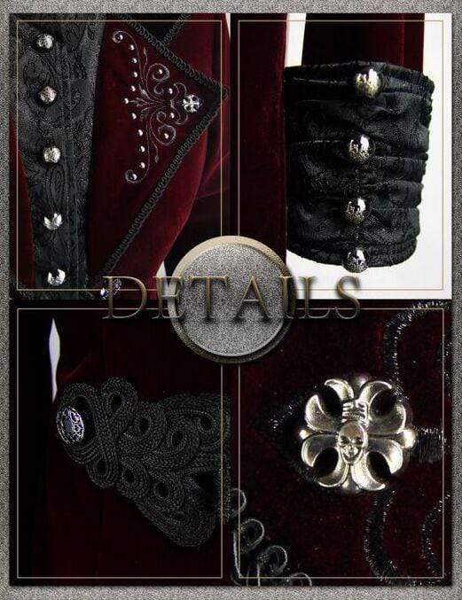 DEVIL FASHION Men's Goth Jacquard Short Dovetail Coat