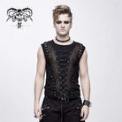 DEVIL FASHION Men's Goth Lacing Mesh Vest
