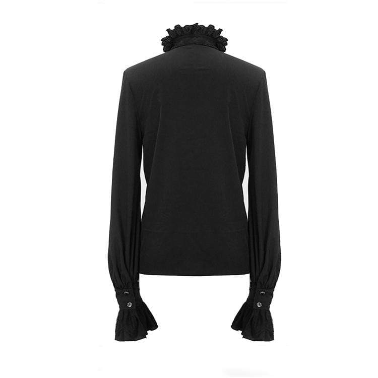 DEVIL FASHION Men's Goth Puff Sleeved Shirt With Bow tie