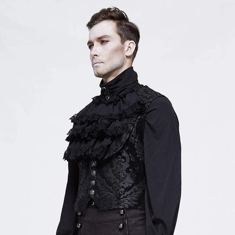 DEVIL FASHION Men's Goth Single-breasted Jacquard Waistcoat