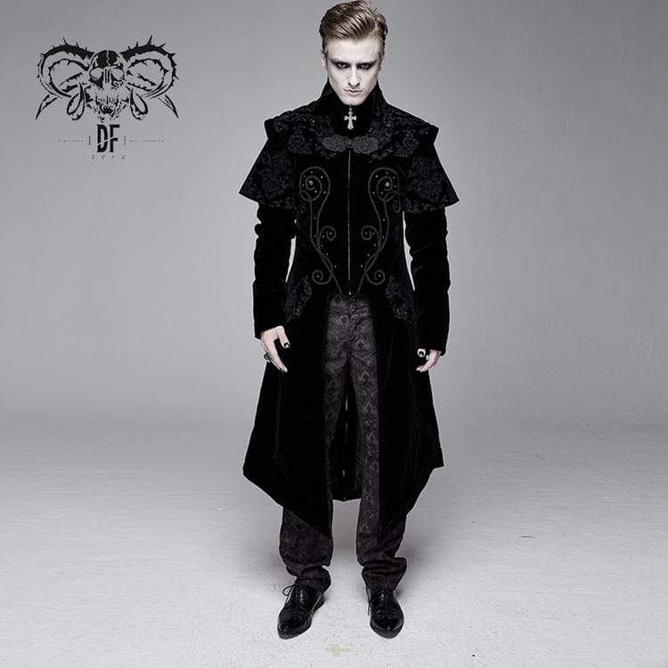 Chaqueta larga con cremallera delantera y cuello alto de Goth para hombre