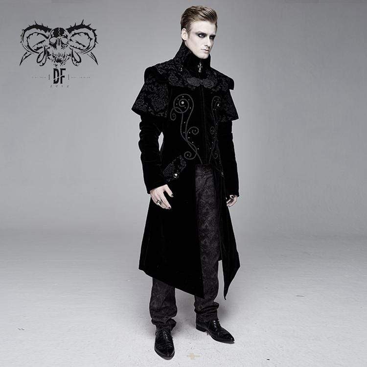 Chaqueta larga con cremallera delantera y cuello alto de Goth para hombre