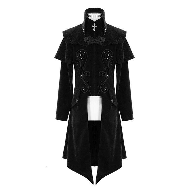 Chaqueta larga con cremallera delantera y cuello alto de Goth para hombre